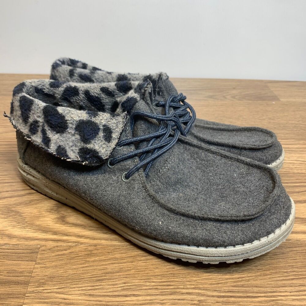Hey Dude Shoes Womens 11 Britt‎ Casual Sneakers Gray Cheetah Casual 121773139